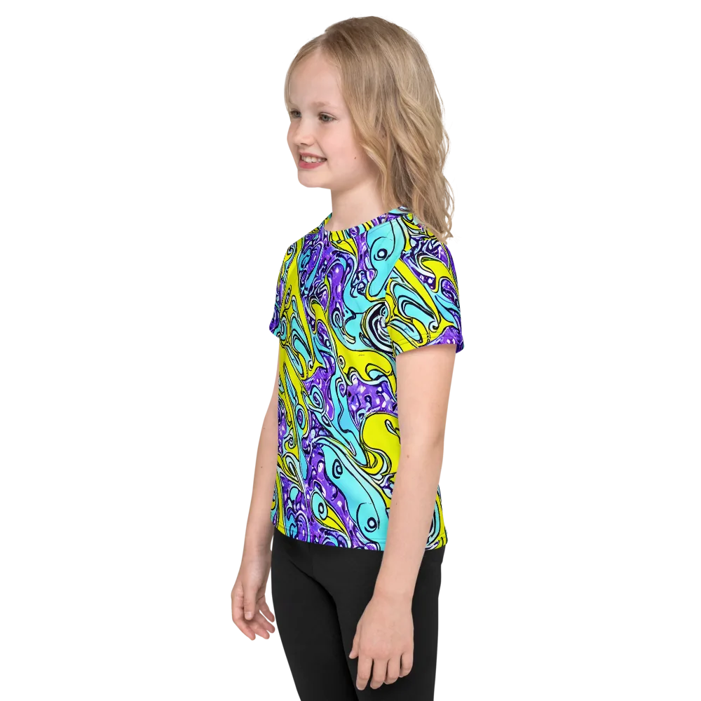 Aqua Acid on Kids Crew Neck T-Shirt — Left