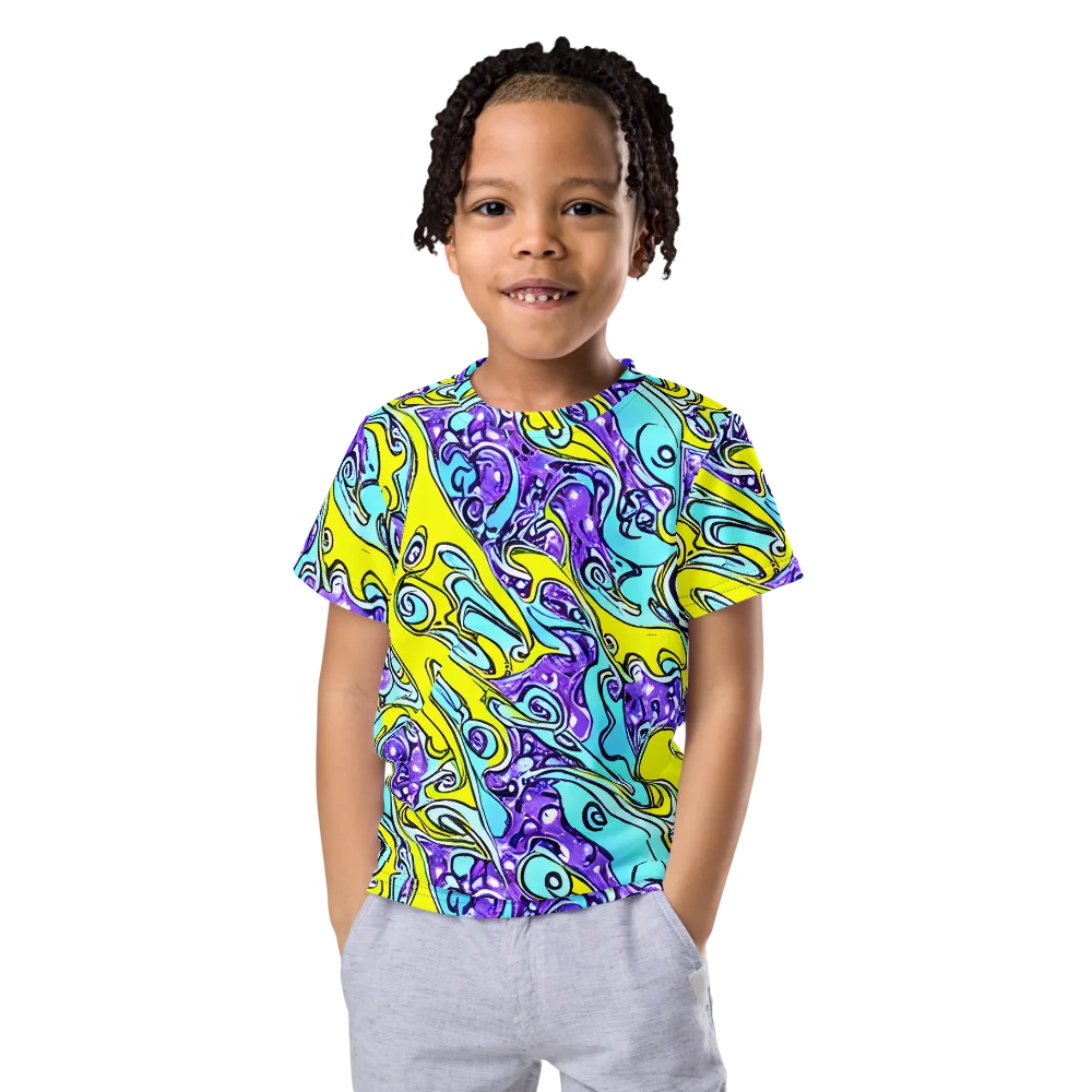 Aqua Acid on Kids Crew Neck T-Shirt — Front