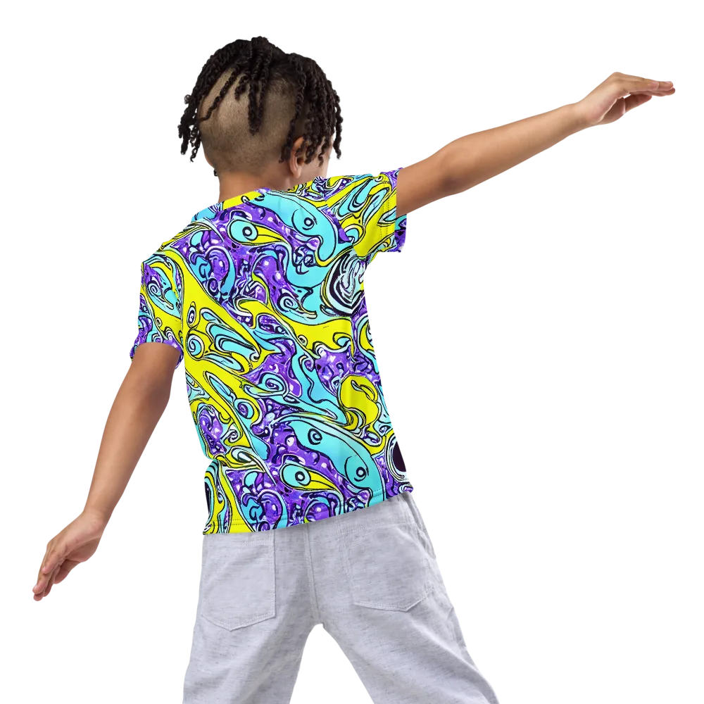 Aqua Acid on Kids Crew Neck T-Shirt — Back