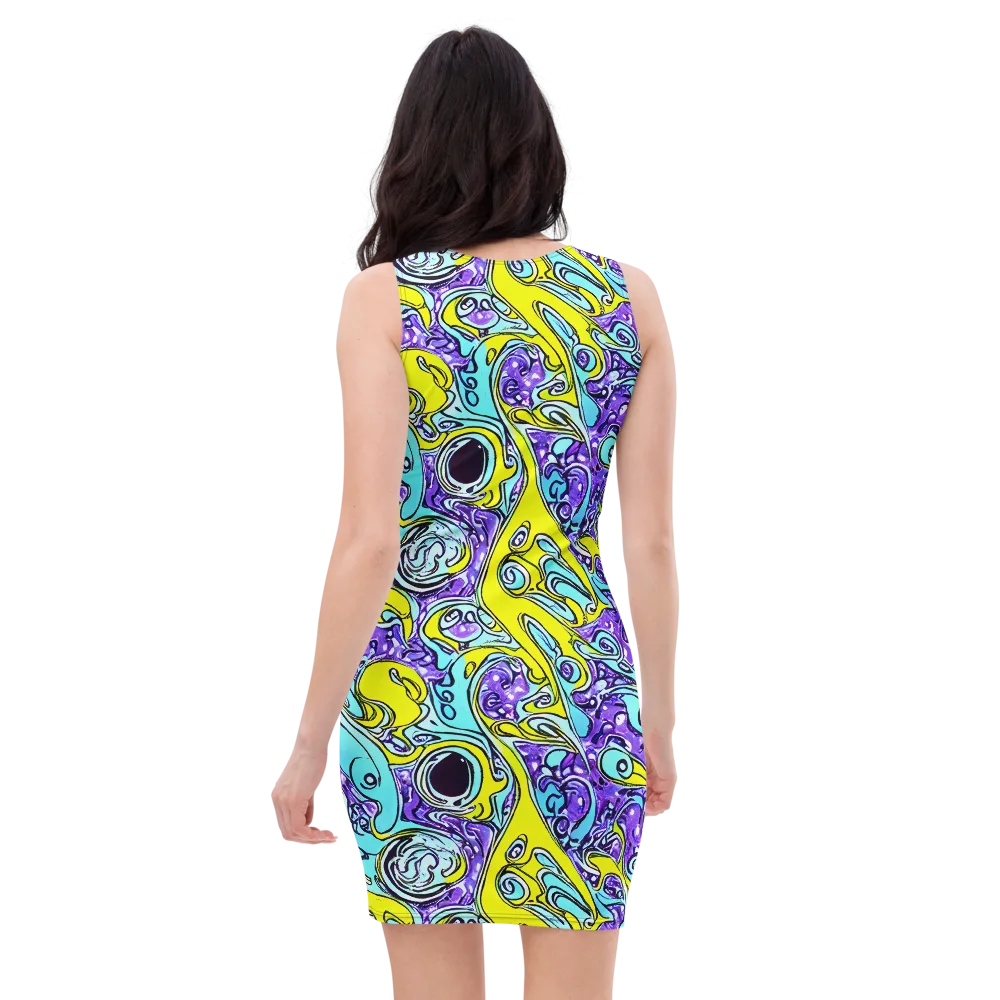 Aqua Acid on Bodycon Dress — Back