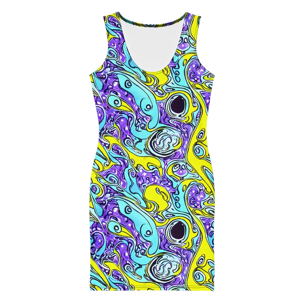 Aqua Acid on Bodycon Dress — Front