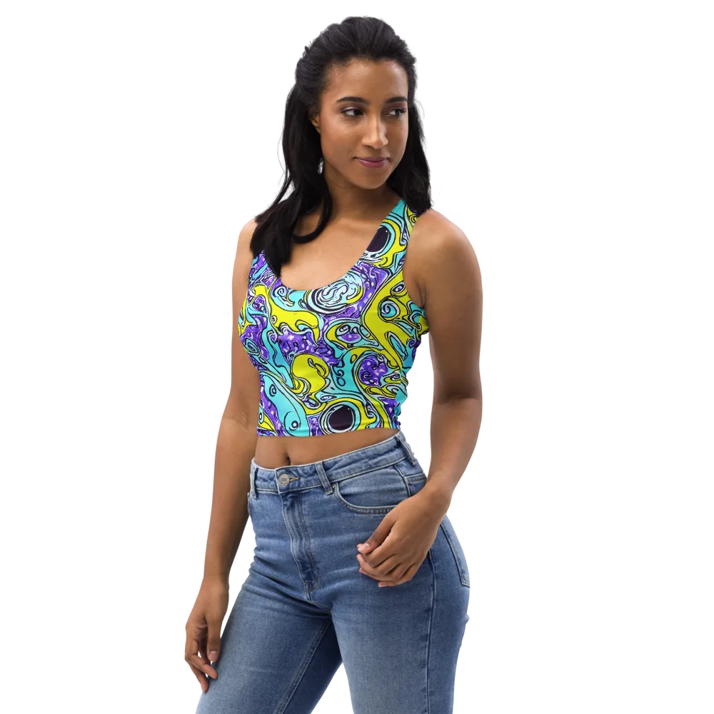 Aqua Acid on Crop Top — Left Front
