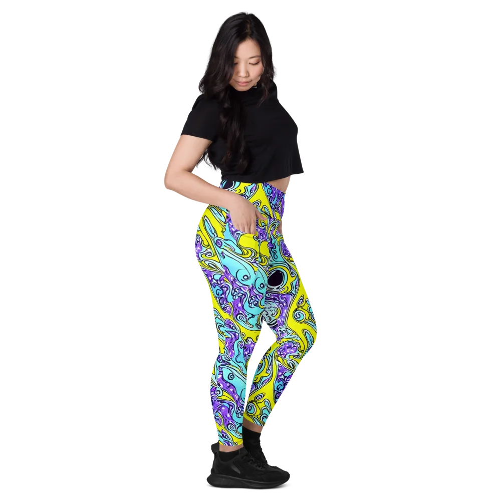 Aqua Acid on Leggings with Pockets — Right