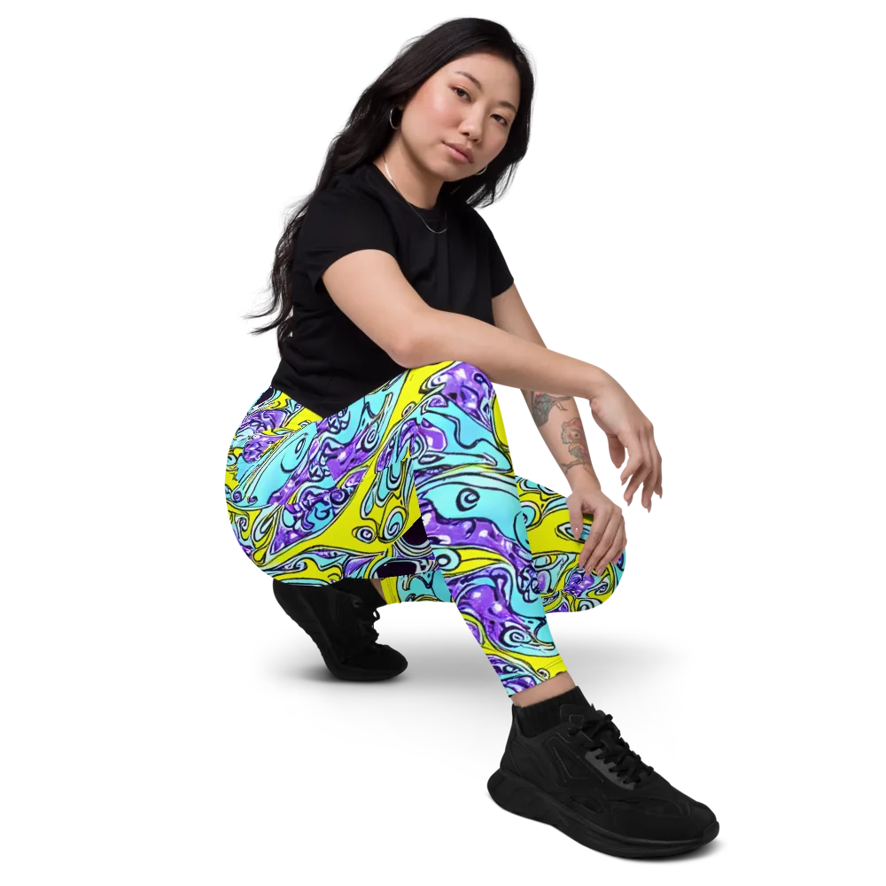 Aqua Acid on Leggings with Pockets — Right Front