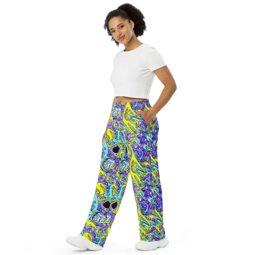 Aqua Acid on a Wide-Leg Pants