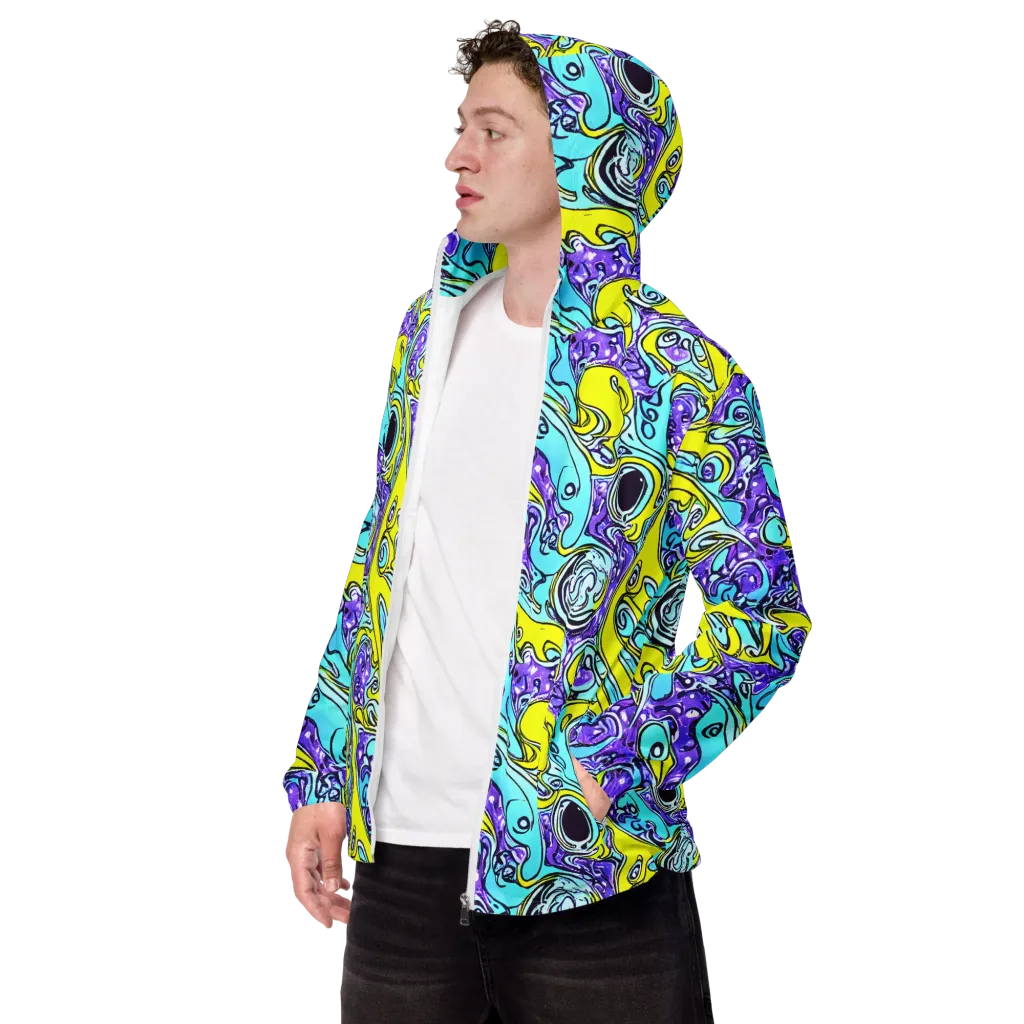Aqua Acid on Men's Windbreaker — Left Front