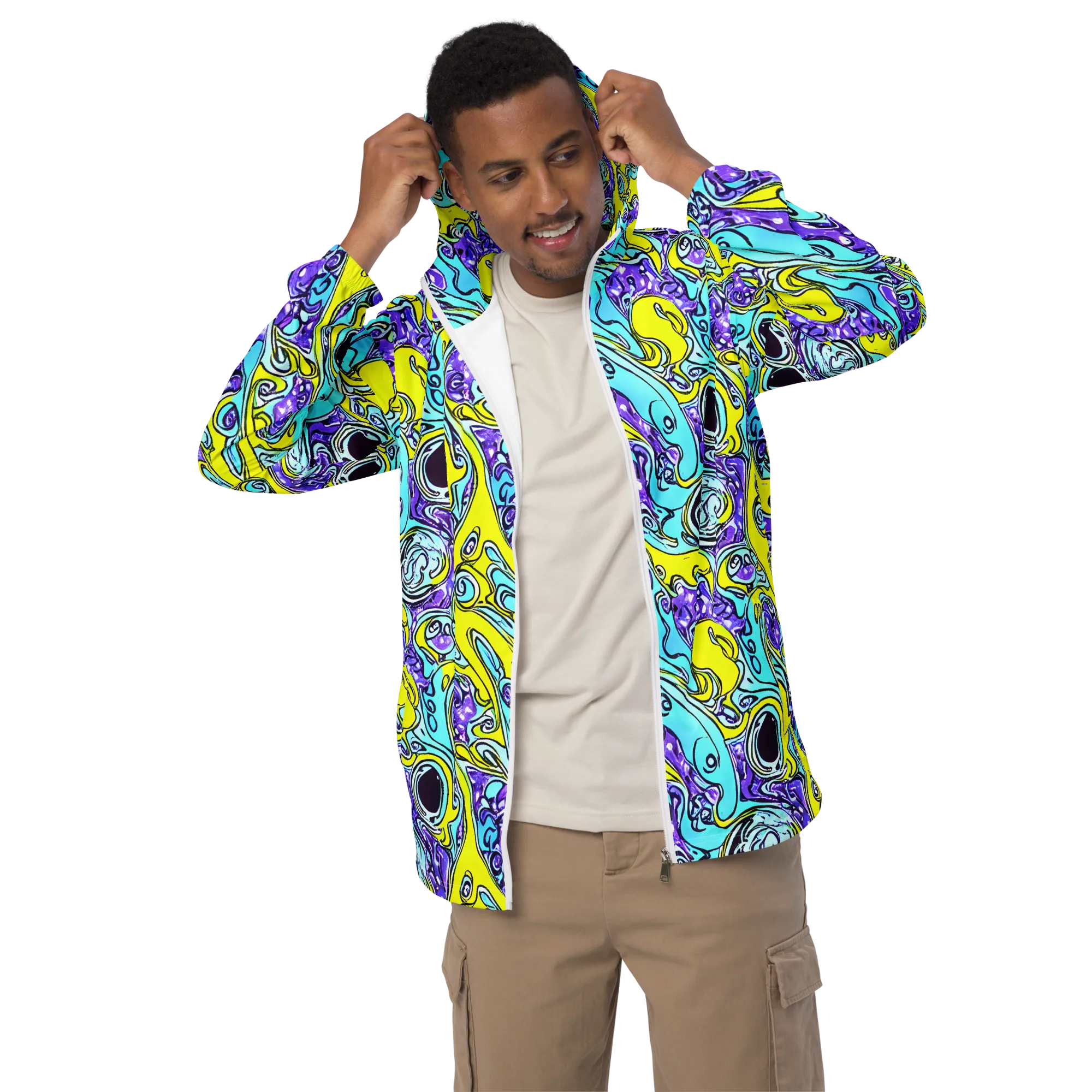 Aqua Acid on Men's Windbreaker — Front