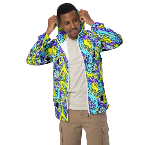 Aqua Acid on a Men's Windbreaker
