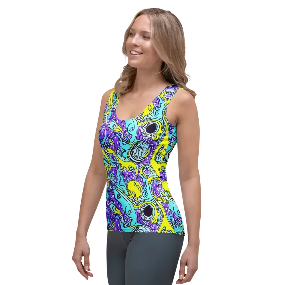 Aqua Acid on Women's Tank Top — Left Front