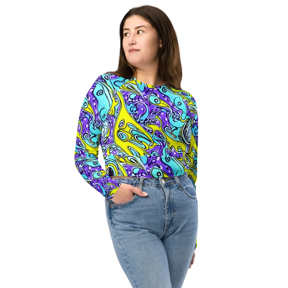 Aqua Acid on Long Sleeve Crop Top — Front