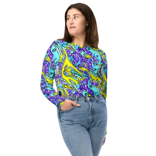 Aqua Acid on a Long Sleeve Crop Top