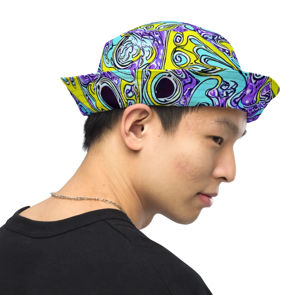 Aqua Acid on Reversible Bucket Hat — Right Outside