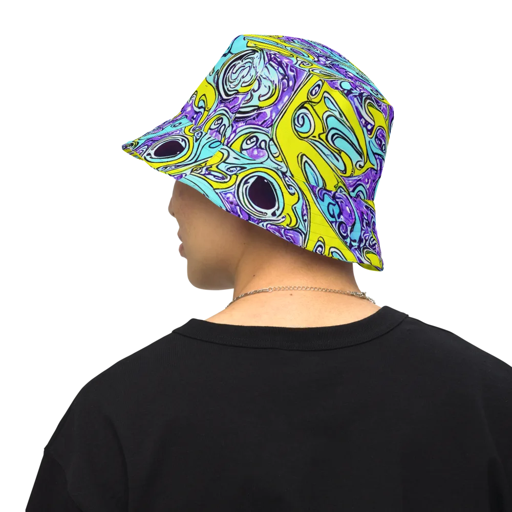 Aqua Acid on Reversible Bucket Hat — Back Inside