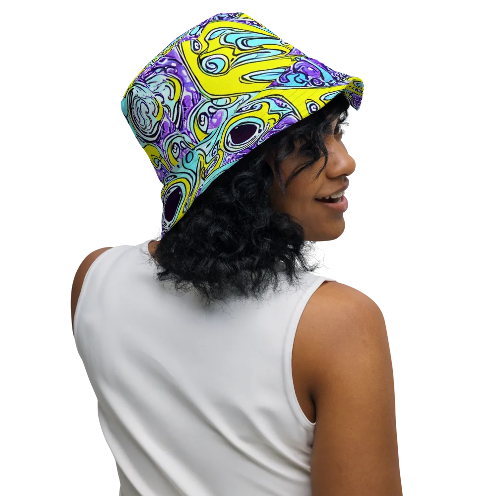 Aqua Acid on Reversible Bucket Hat — Right Outside
