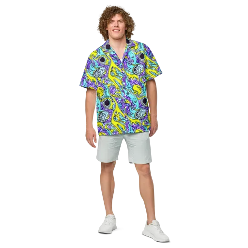 Aqua Acid on a Button Shirt