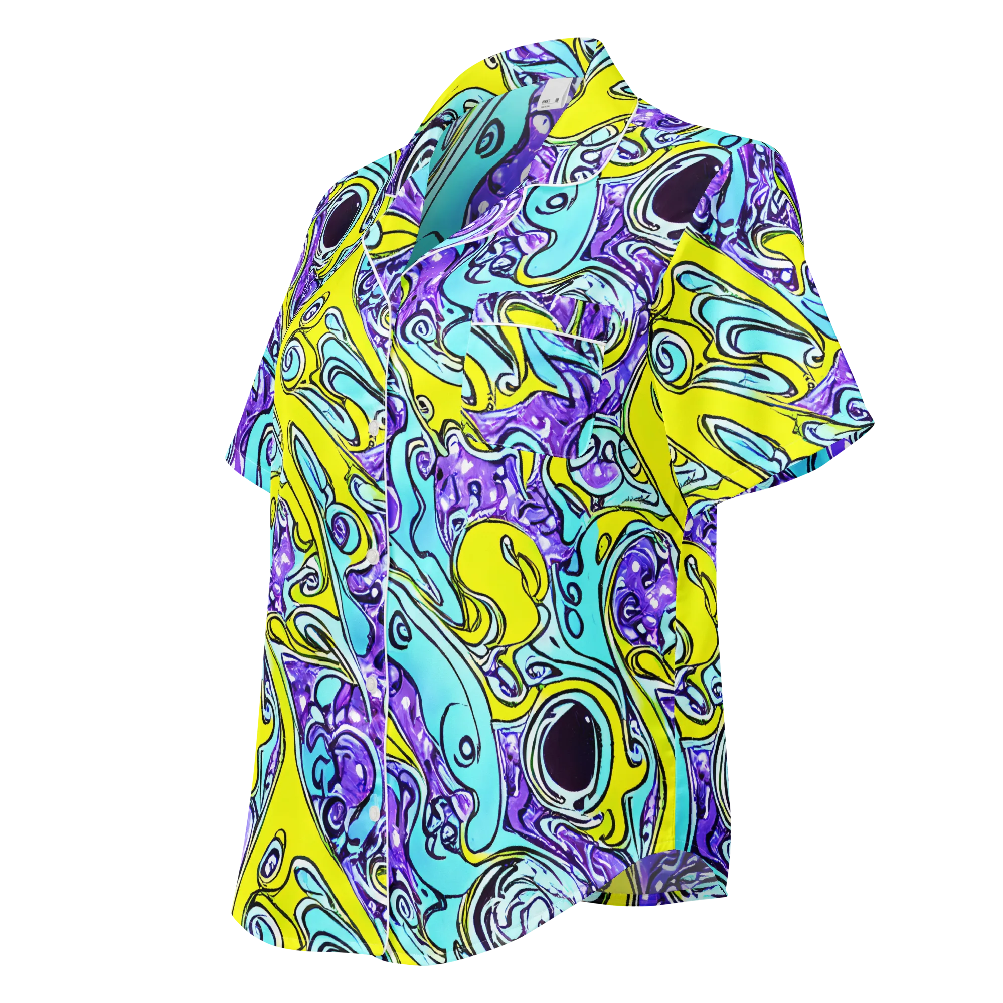 Aqua Acid on Women's Short Sleeve Pajama Top — Left Front