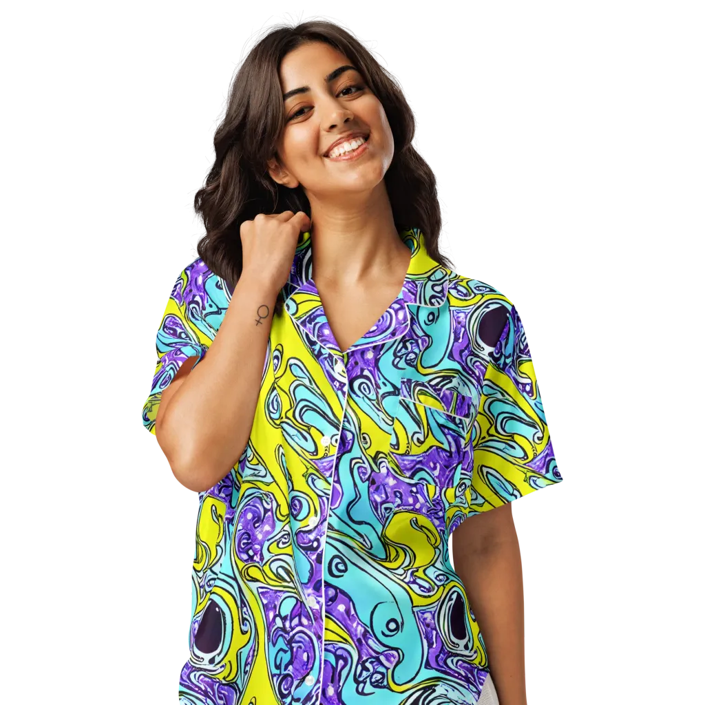 Aqua Acid on Women's Short Sleeve Pajama Top — Front