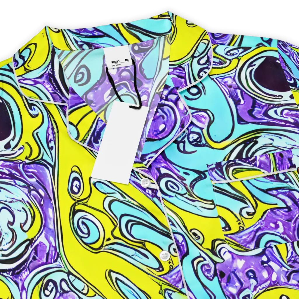 Aqua Acid on Women's Short Sleeve Pajama Top — Product details