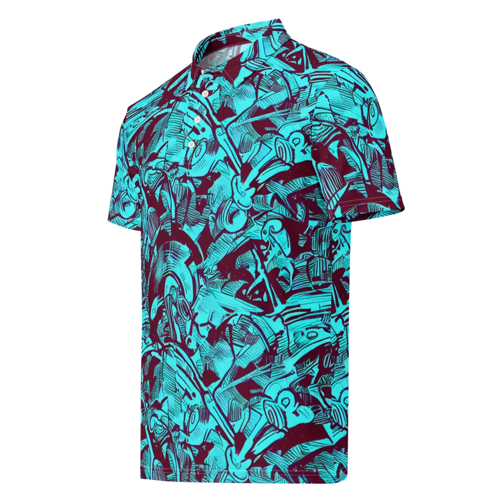 Burgundy Tropics on Men's Slim Fit Polo Shirt — Left Front