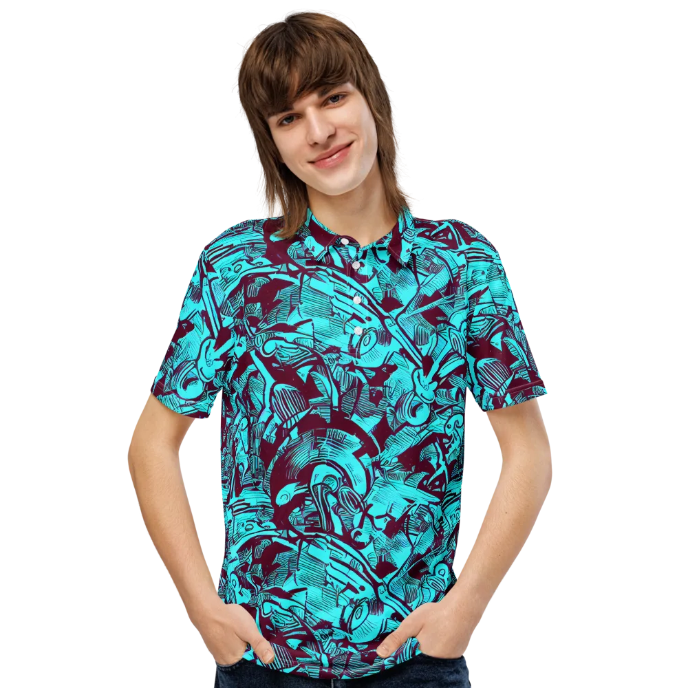 Burgundy Tropics on Men's Slim Fit Polo Shirt — Front