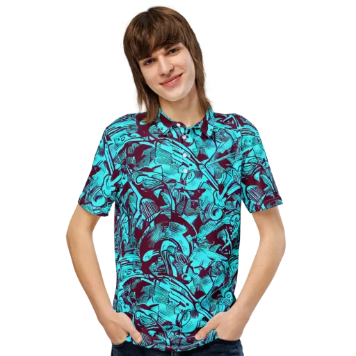 Burgundy Tropics on a Men's Slim Fit Polo Shirt