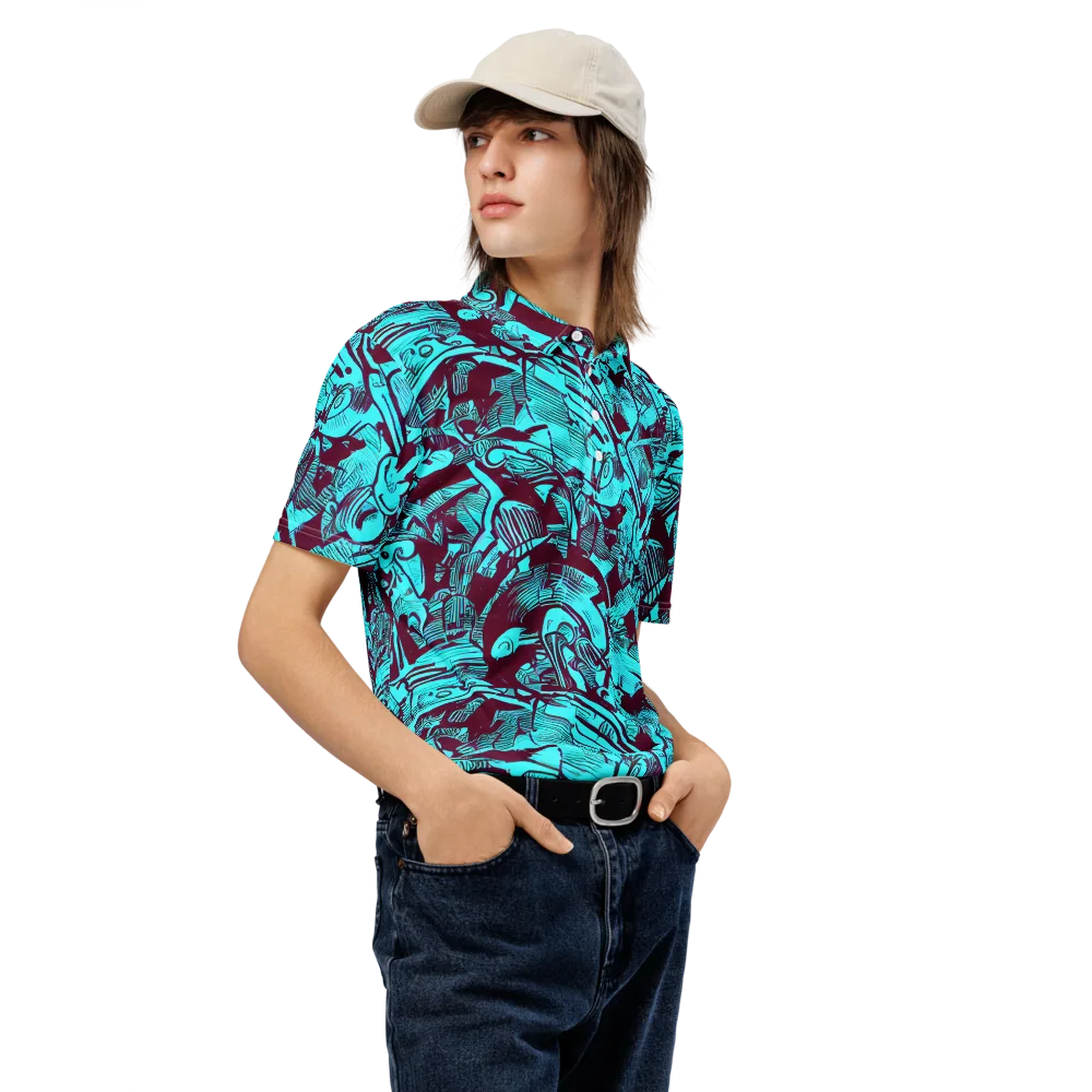 Burgundy Tropics on Men's Slim Fit Polo Shirt — Right Front