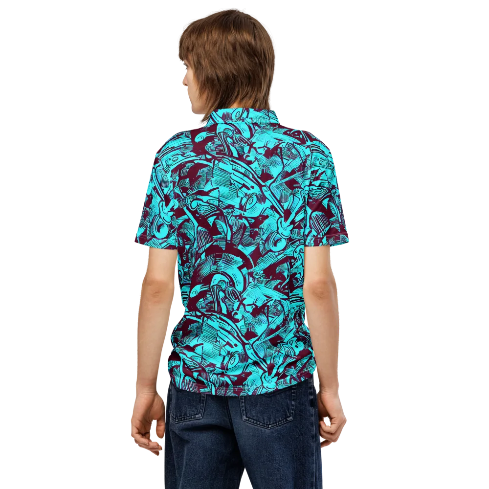 Burgundy Tropics on Men's Slim Fit Polo Shirt — Back