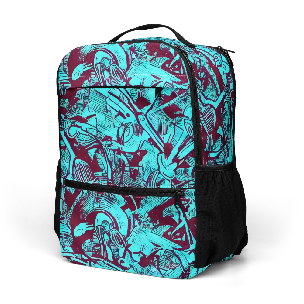 Burgundy Tropics on Utility Backpack — Left Front