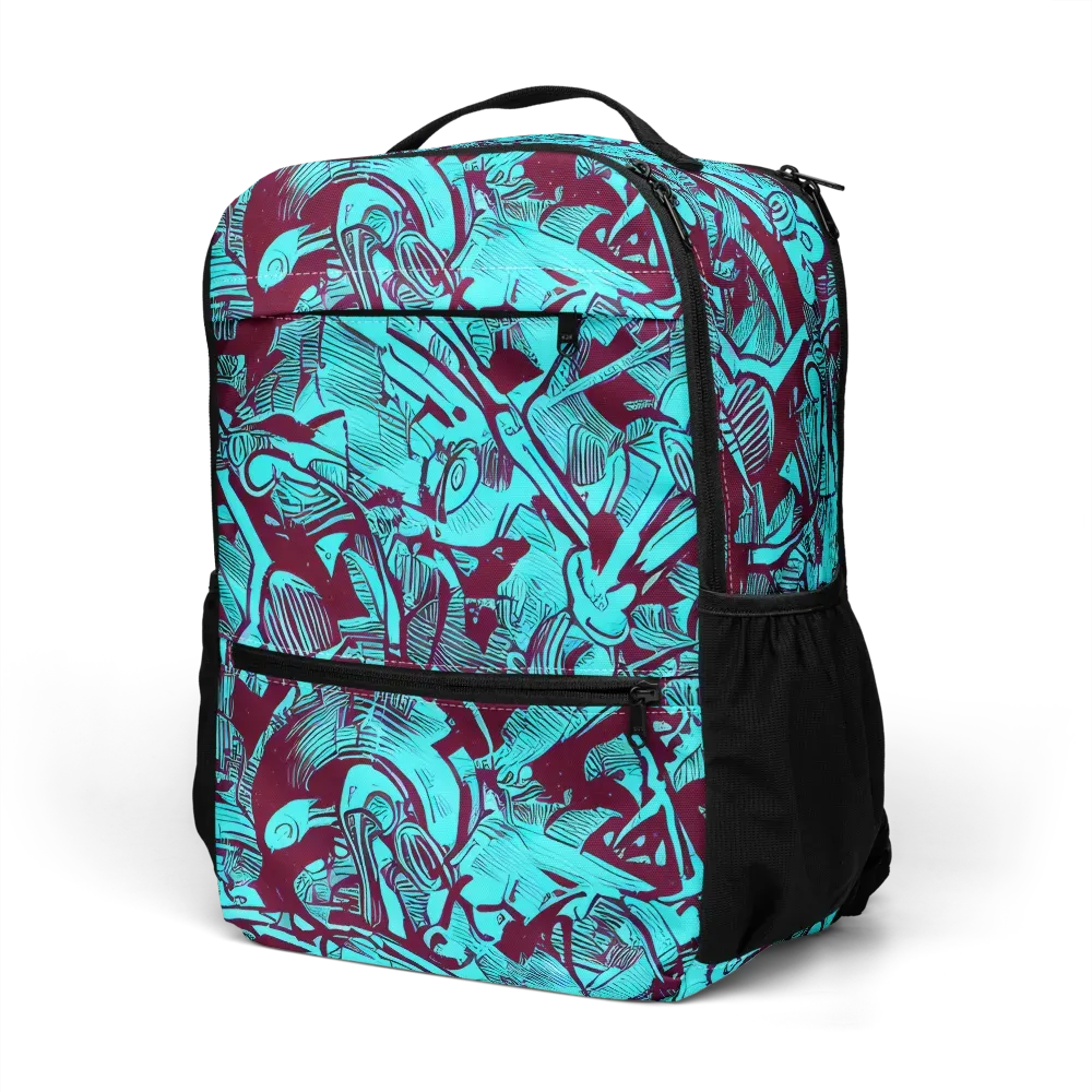 Burgundy Tropics on Utility Backpack — Left Front