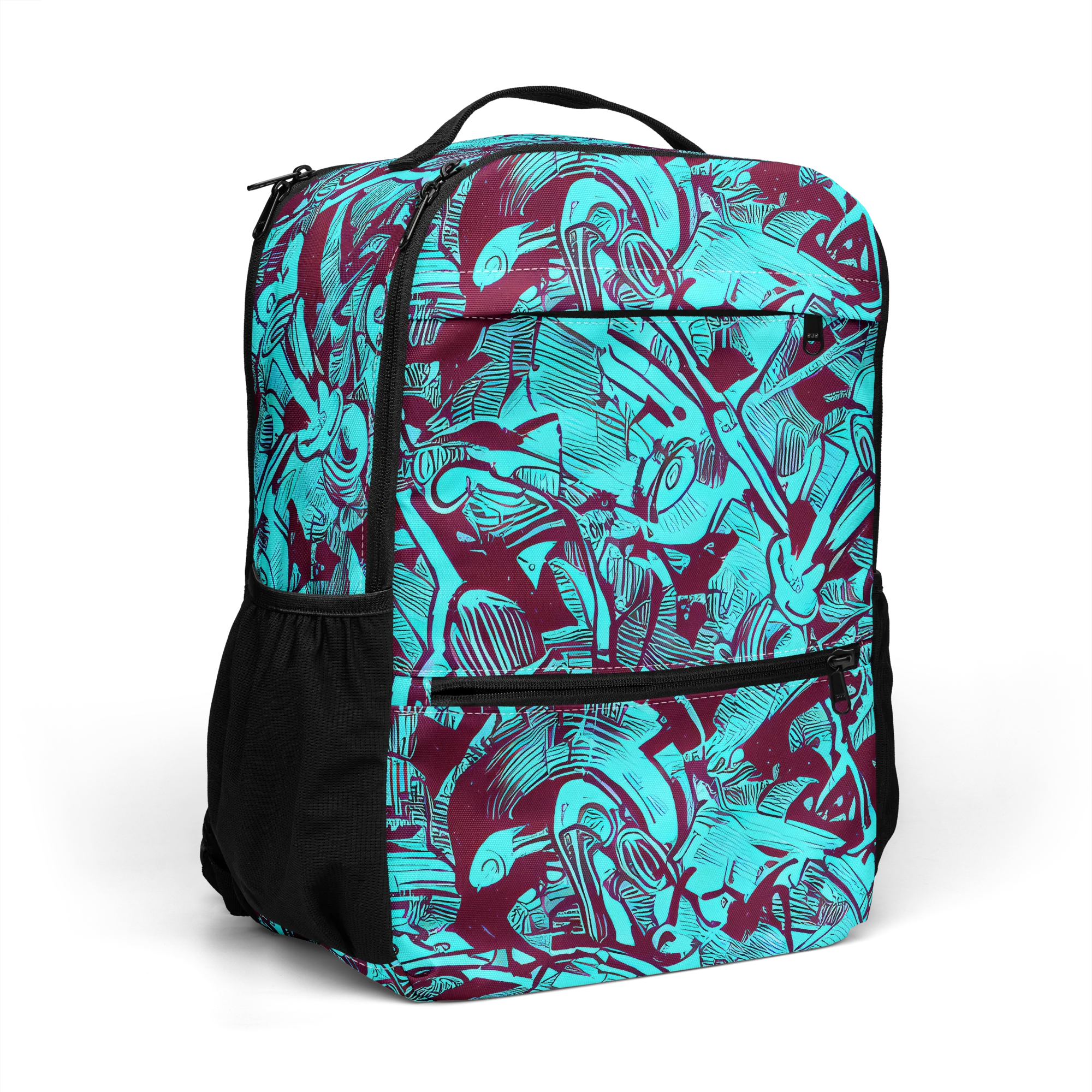 Burgundy Tropics on Utility Backpack — Right Front