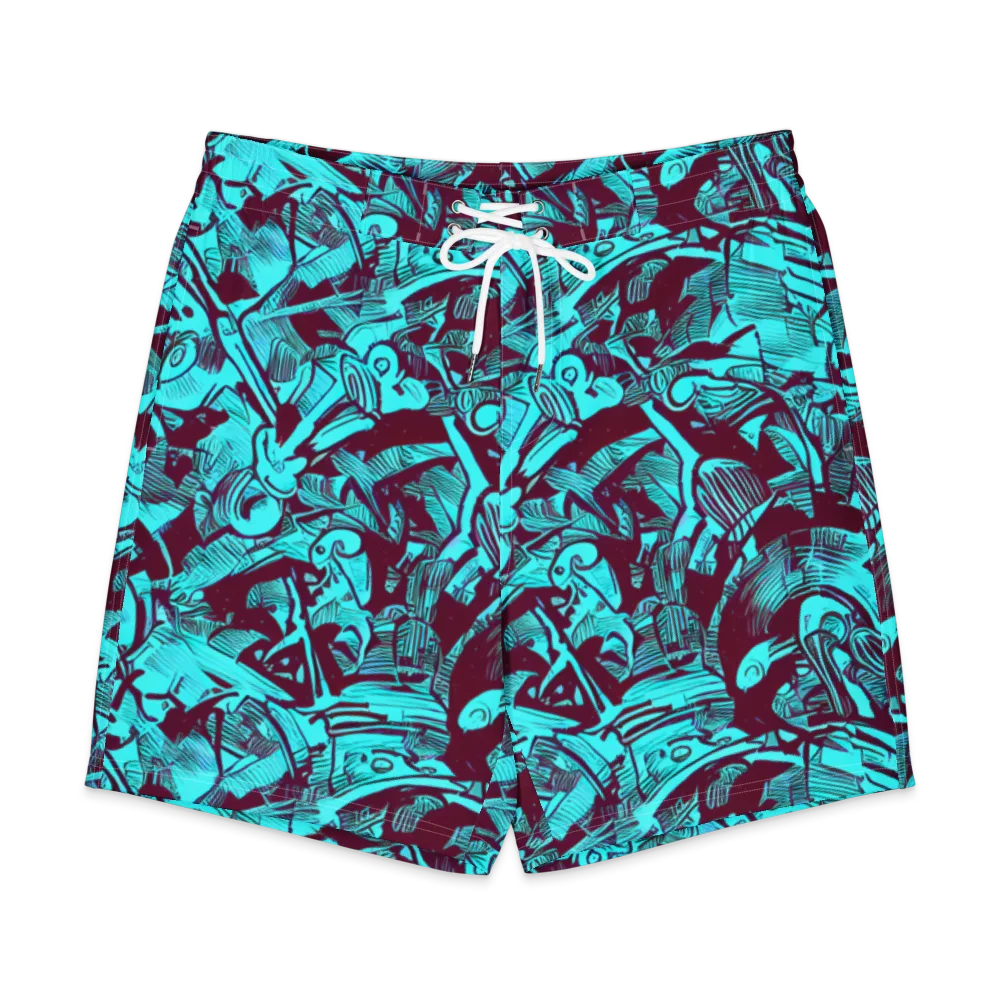 Burgundy Tropics on Men's Board Shorts — Front