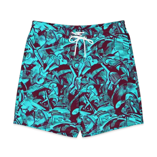 Burgundy Tropics on a Men's Board Shorts