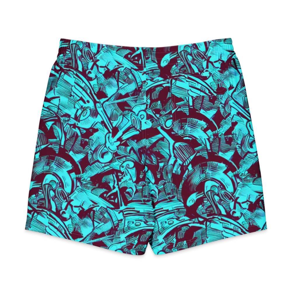 Burgundy Tropics on Men's Board Shorts — Back