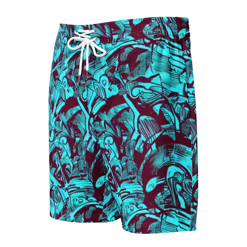 Burgundy Tropics on Men's Board Shorts — Front