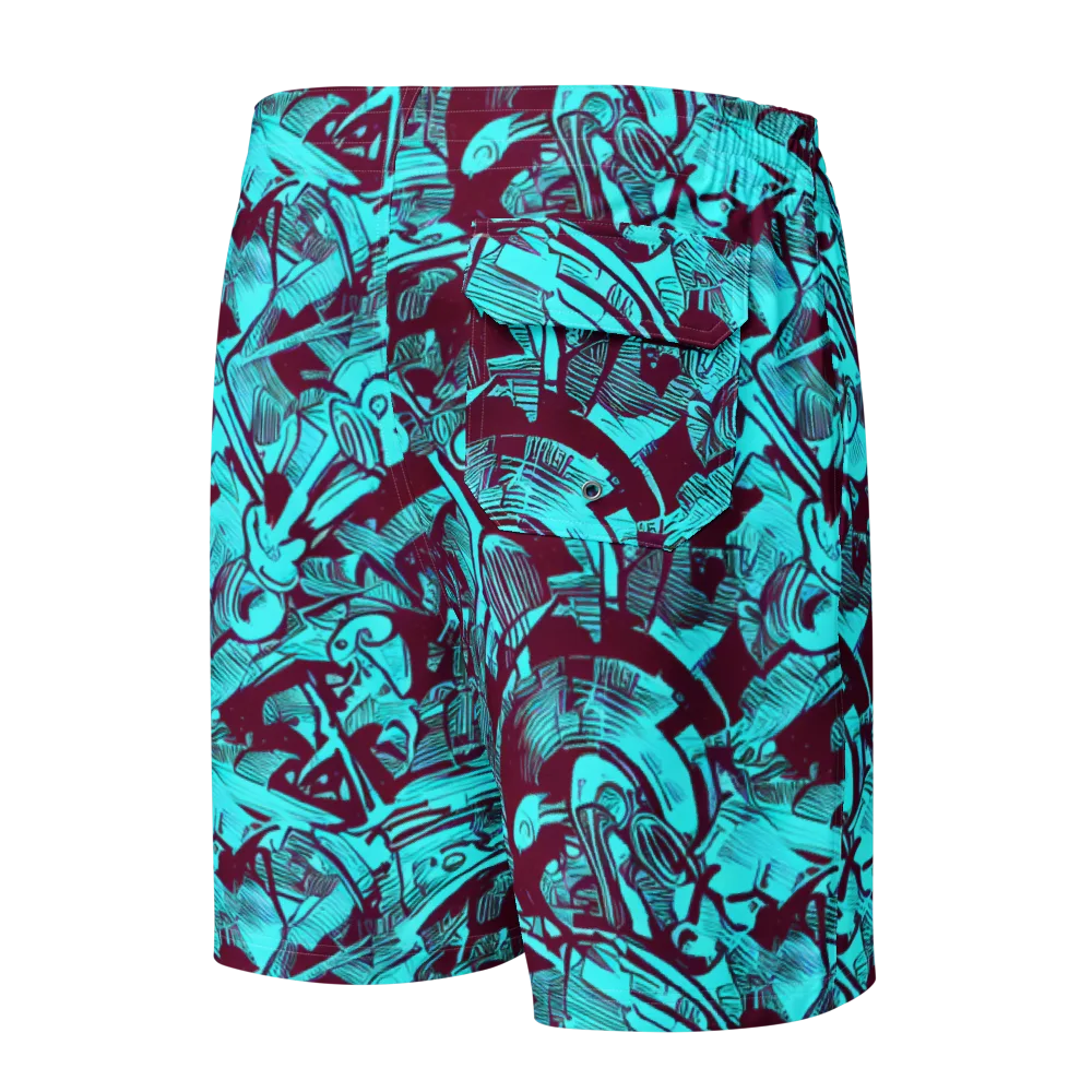 Burgundy Tropics on Men's Board Shorts — Back