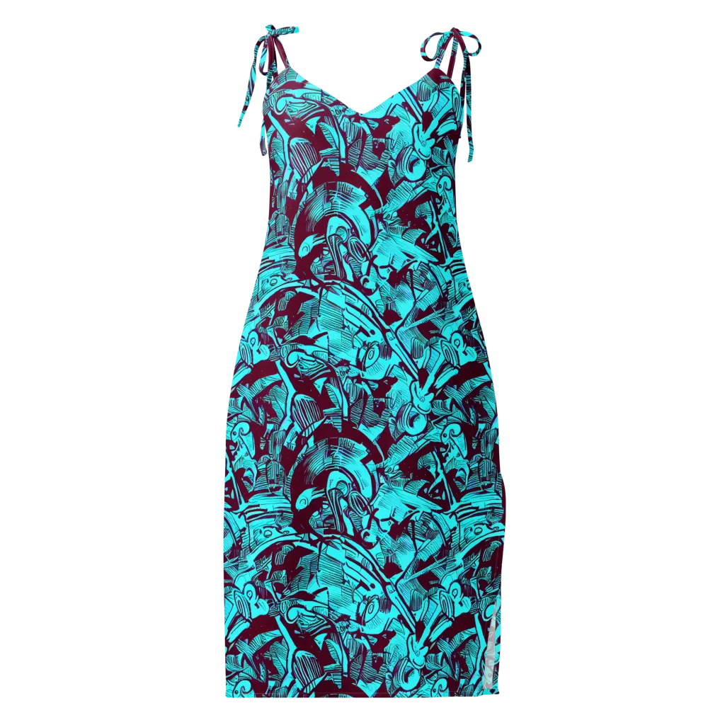 Burgundy Tropics on Slip Dress — Front