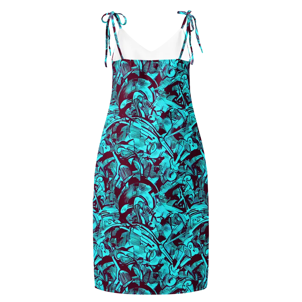 Burgundy Tropics on Slip Dress — Back