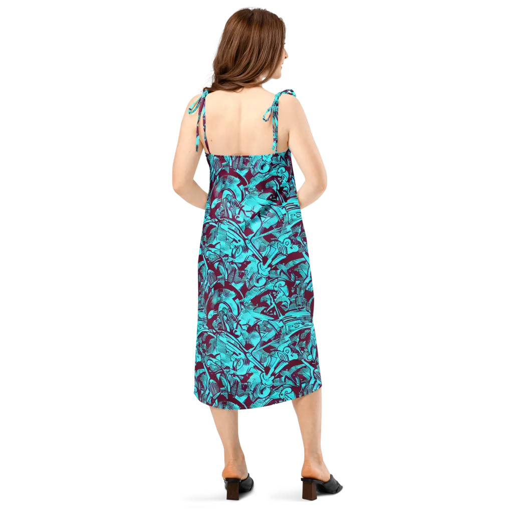 Burgundy Tropics on Slip Dress — Back