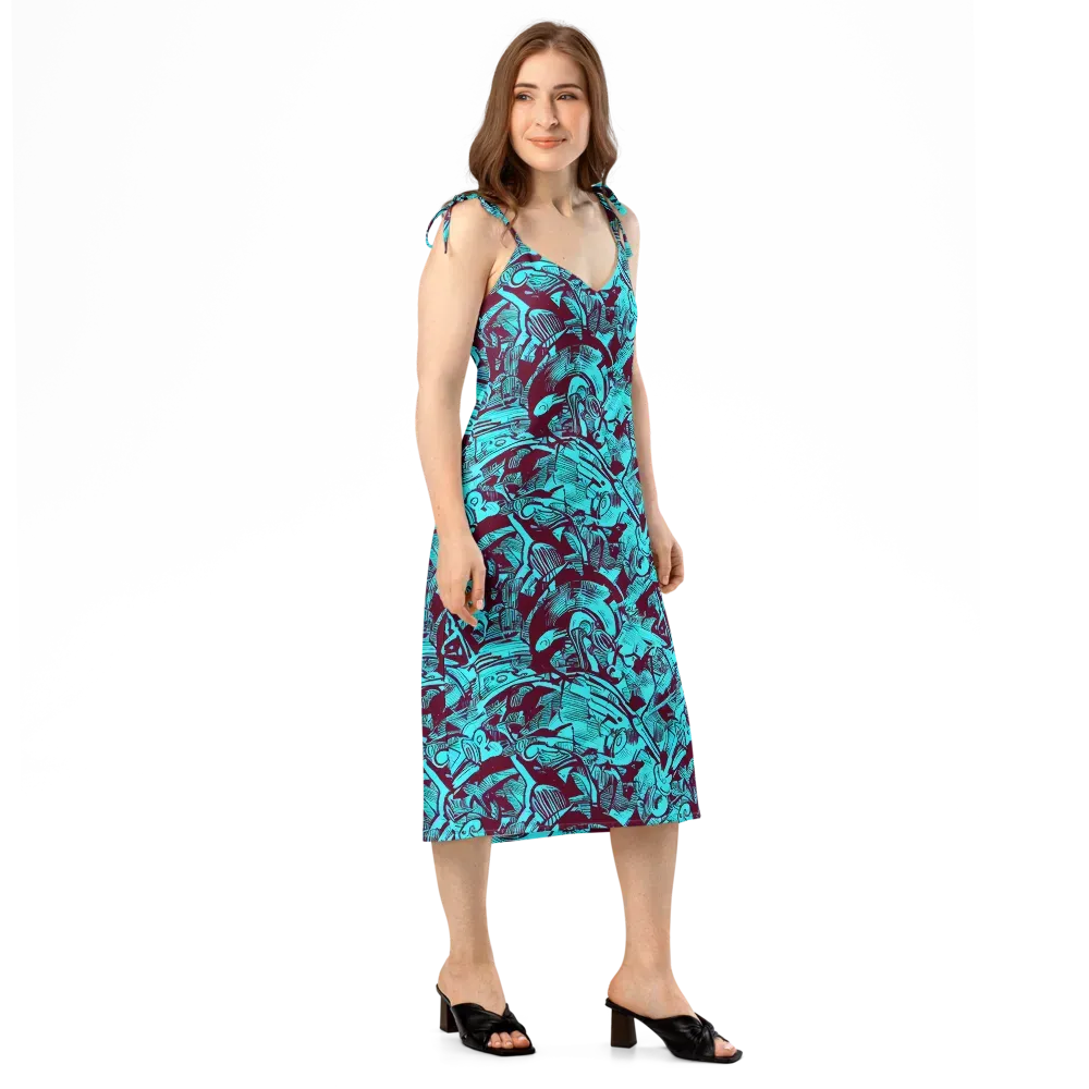 Burgundy Tropics on Slip Dress — Right Front