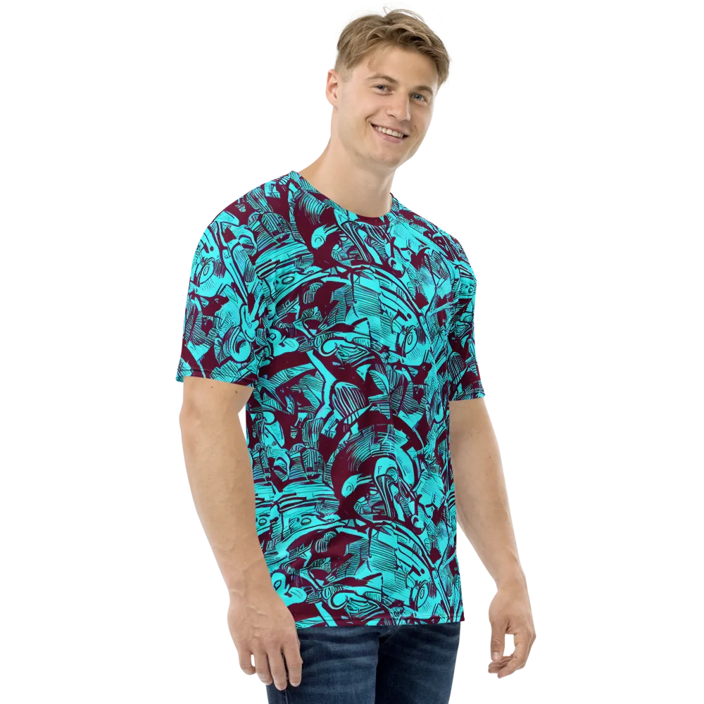 Burgundy Tropics on Men's Crew Neck T-Shirt — Right