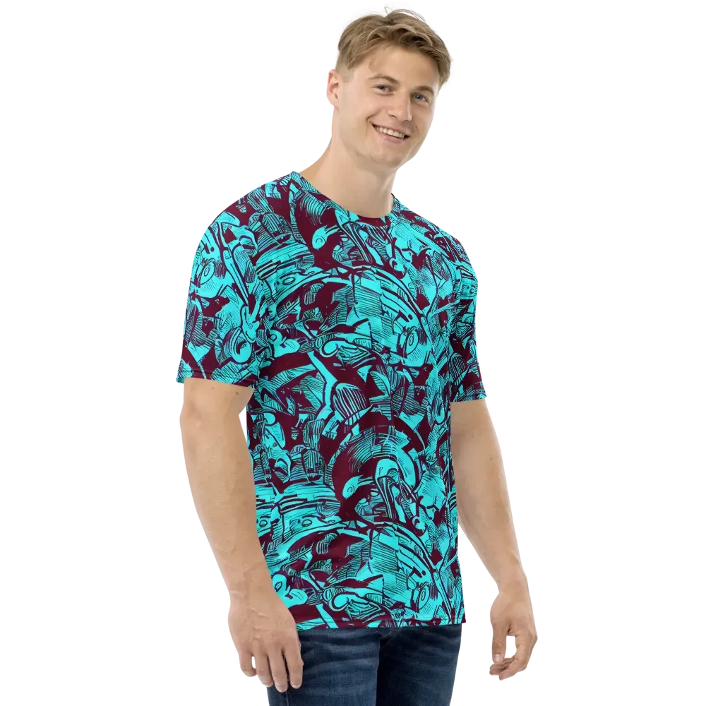 Burgundy Tropics on Men's Crew Neck T-Shirt — Right