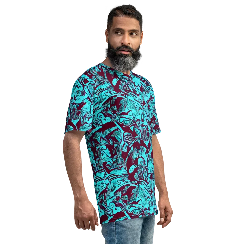 Burgundy Tropics on Men's Crew Neck T-Shirt — Right