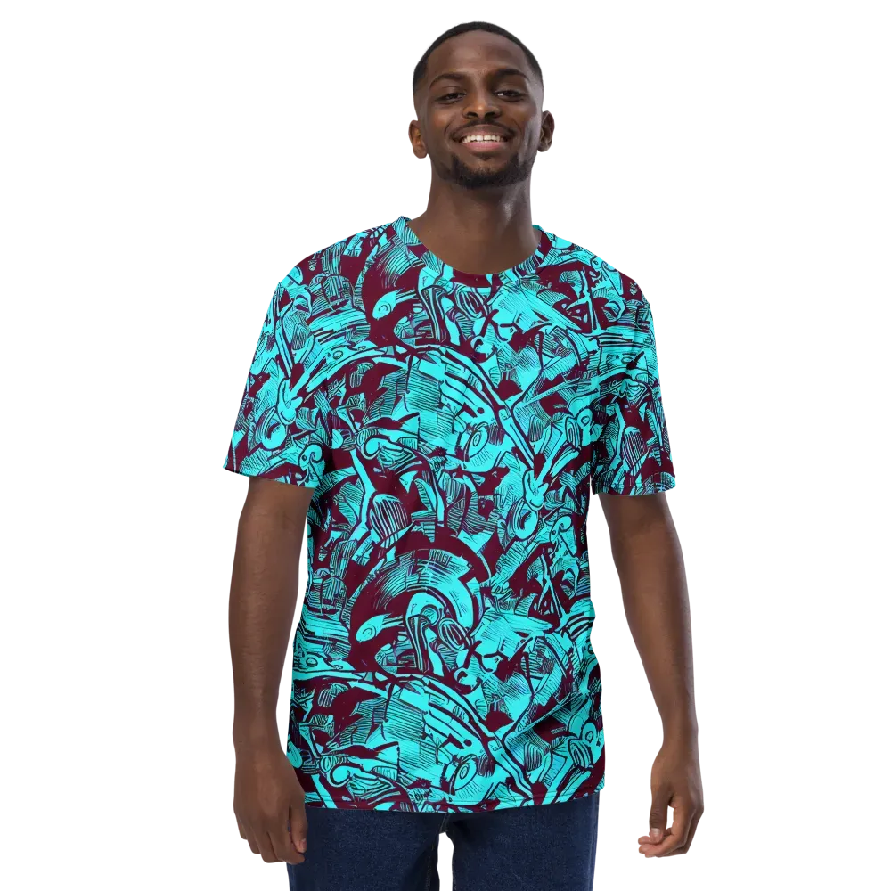 Burgundy Tropics on Men's Crew Neck T-Shirt — Front