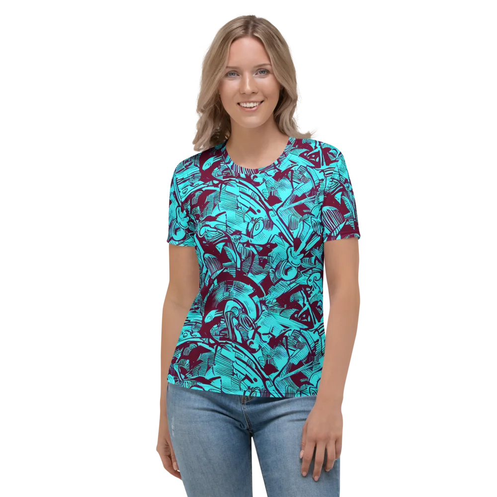 Burgundy Tropics on Women's Crew Neck T-Shirt — Front