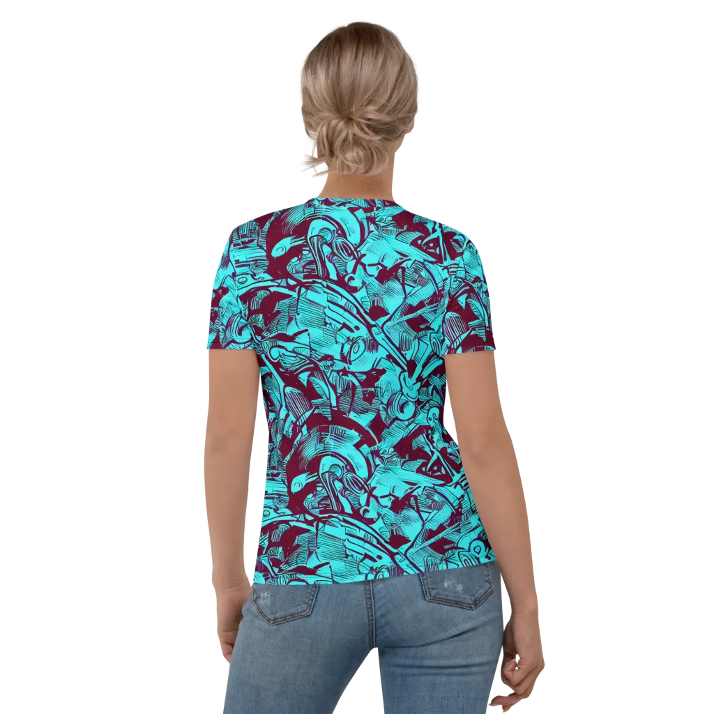 Burgundy Tropics on Women's Crew Neck T-Shirt — Back