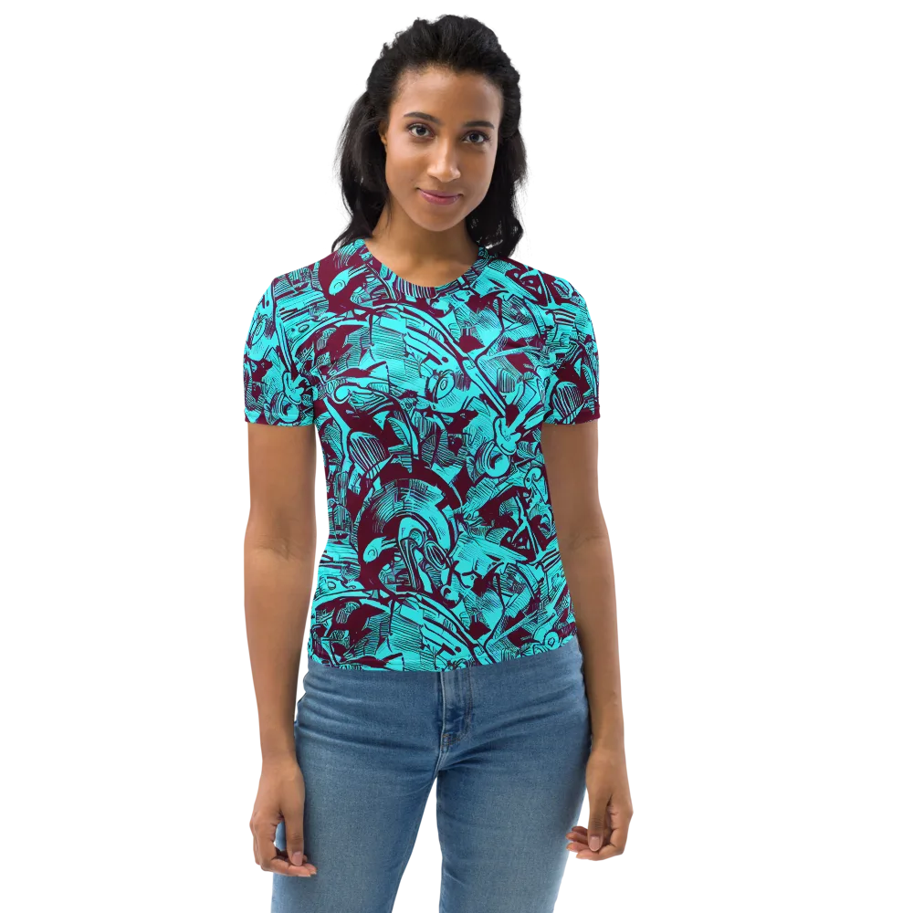 Burgundy Tropics on Women's Crew Neck T-Shirt — Front