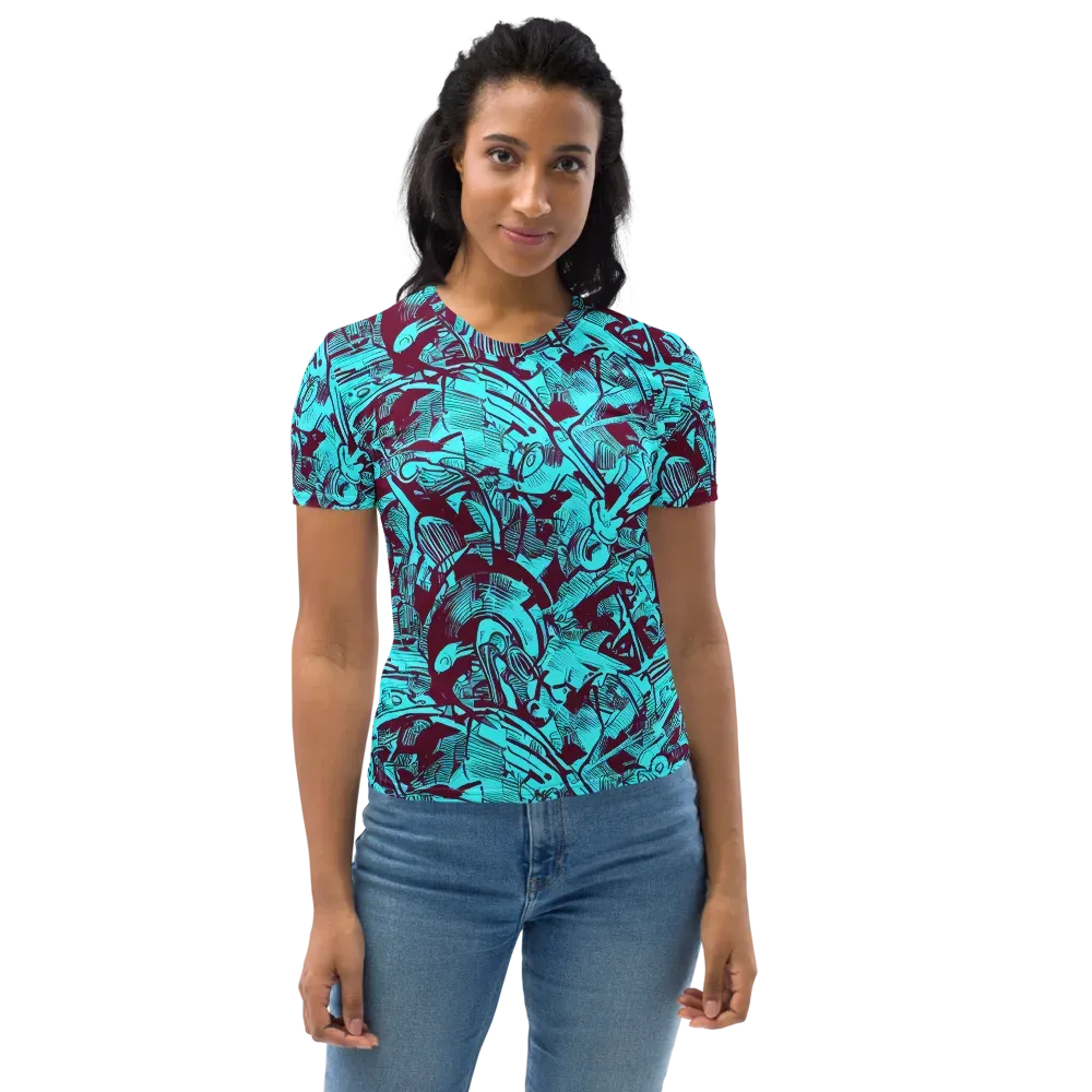 Burgundy Tropics on Women's Crew Neck T-Shirt — Front