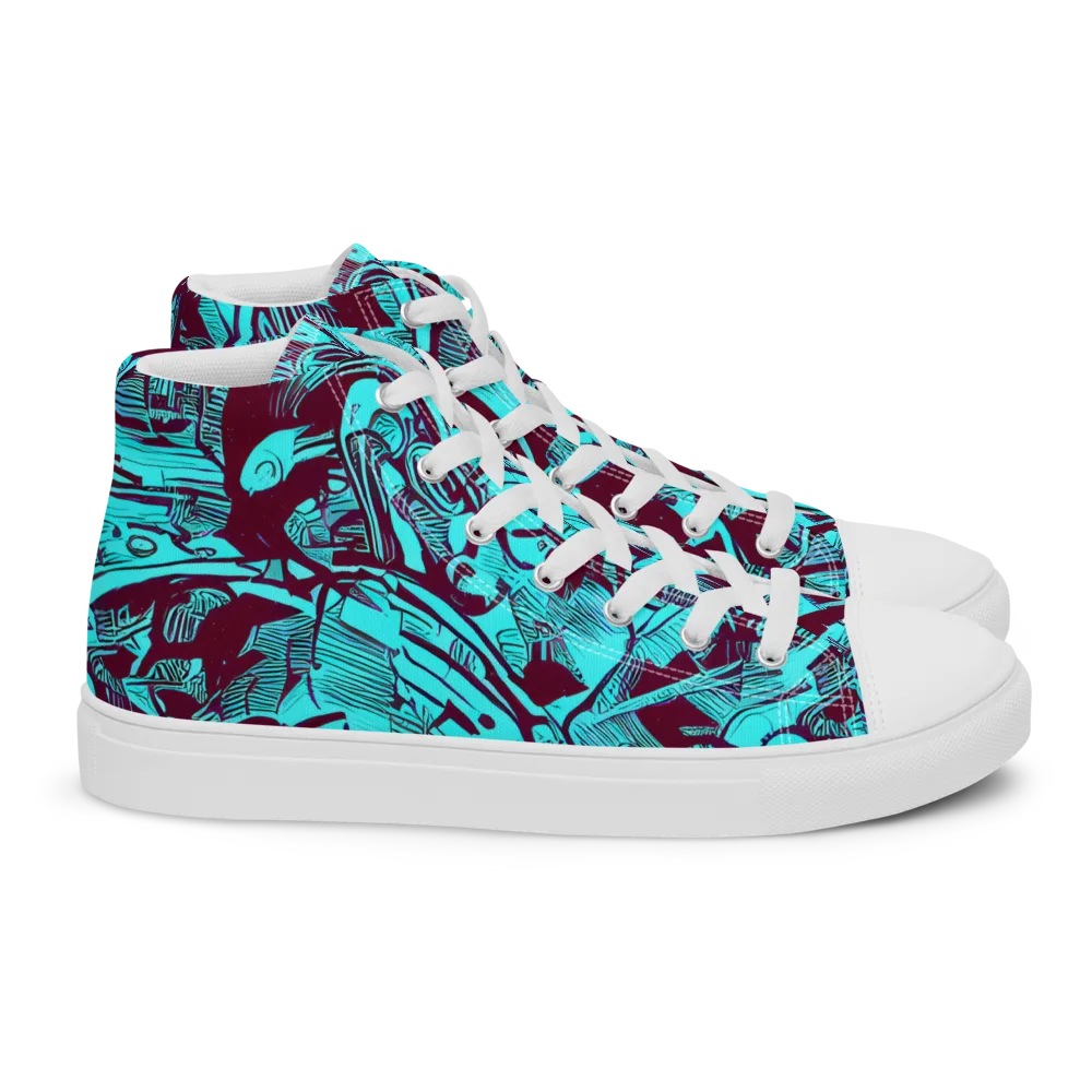 Burgundy Tropics on Women's High Top Canvas Shoes — Right