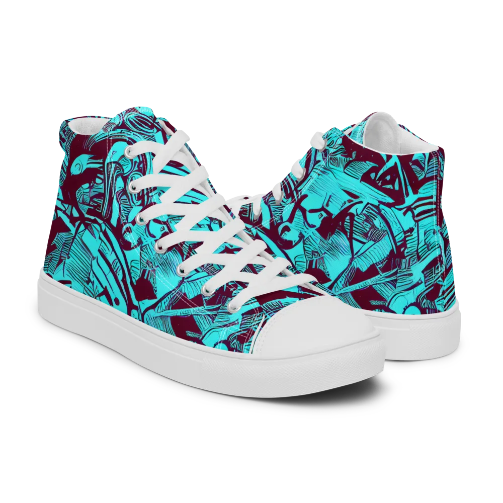 Burgundy Tropics on Women's High Top Canvas Shoes — Right