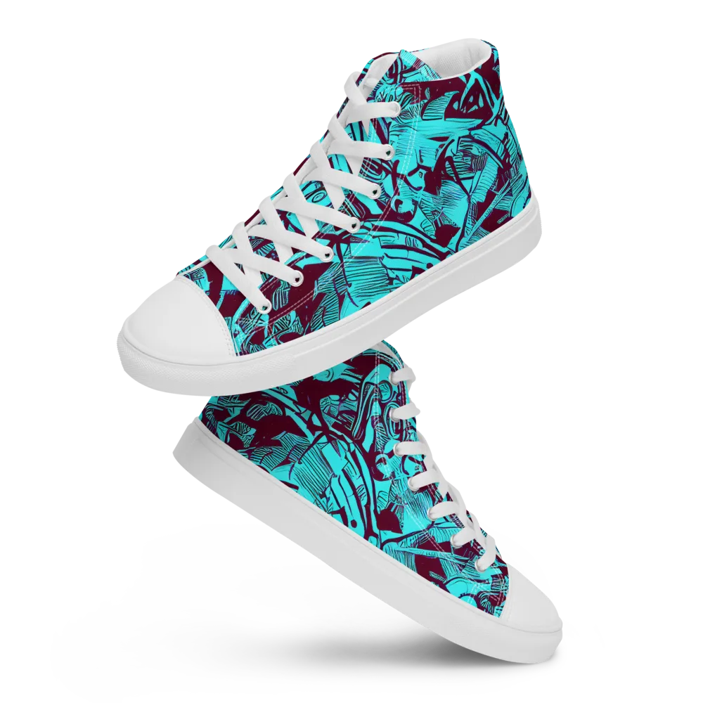 Burgundy Tropics on Women's High Top Canvas Shoes — Front